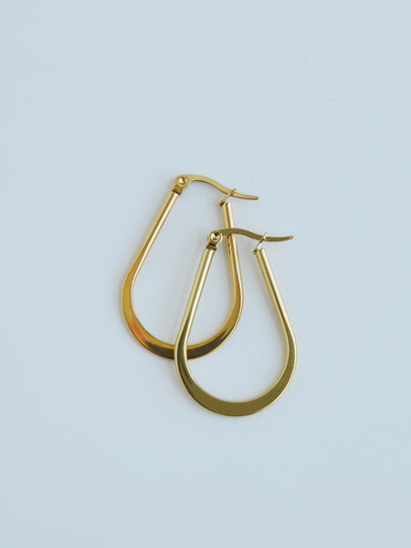 Elongated Hoop Earrings - Textured