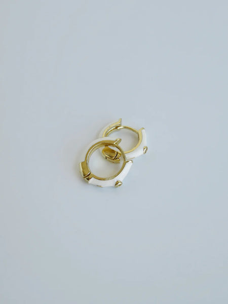White Enamel Hoop Earrings