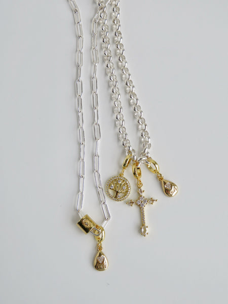 Silver Links - Charm Bar Necklaces