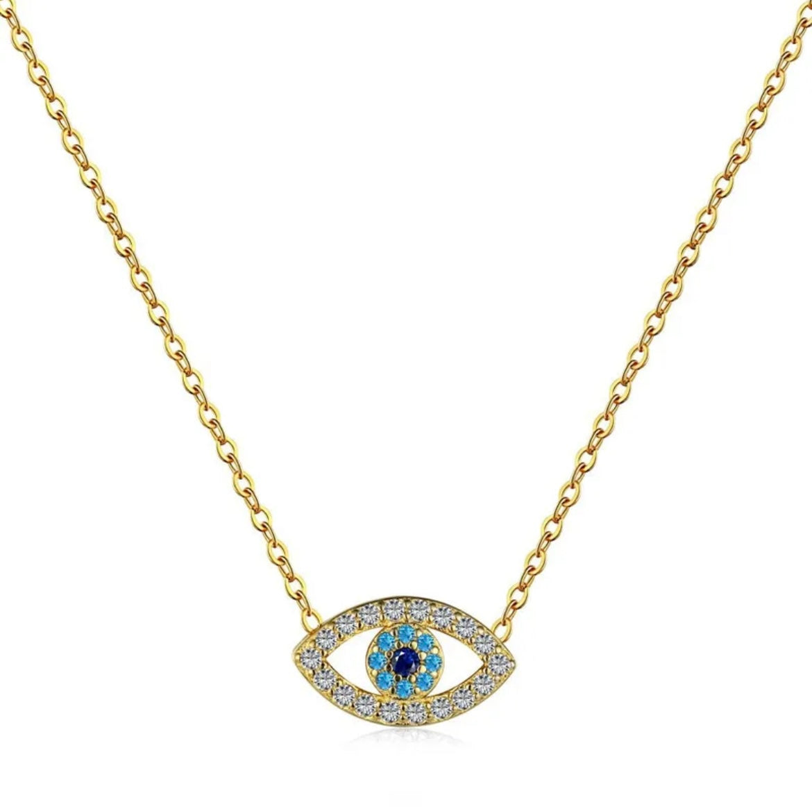 Turquoise Evil Eye Necklace - Sterling Silver