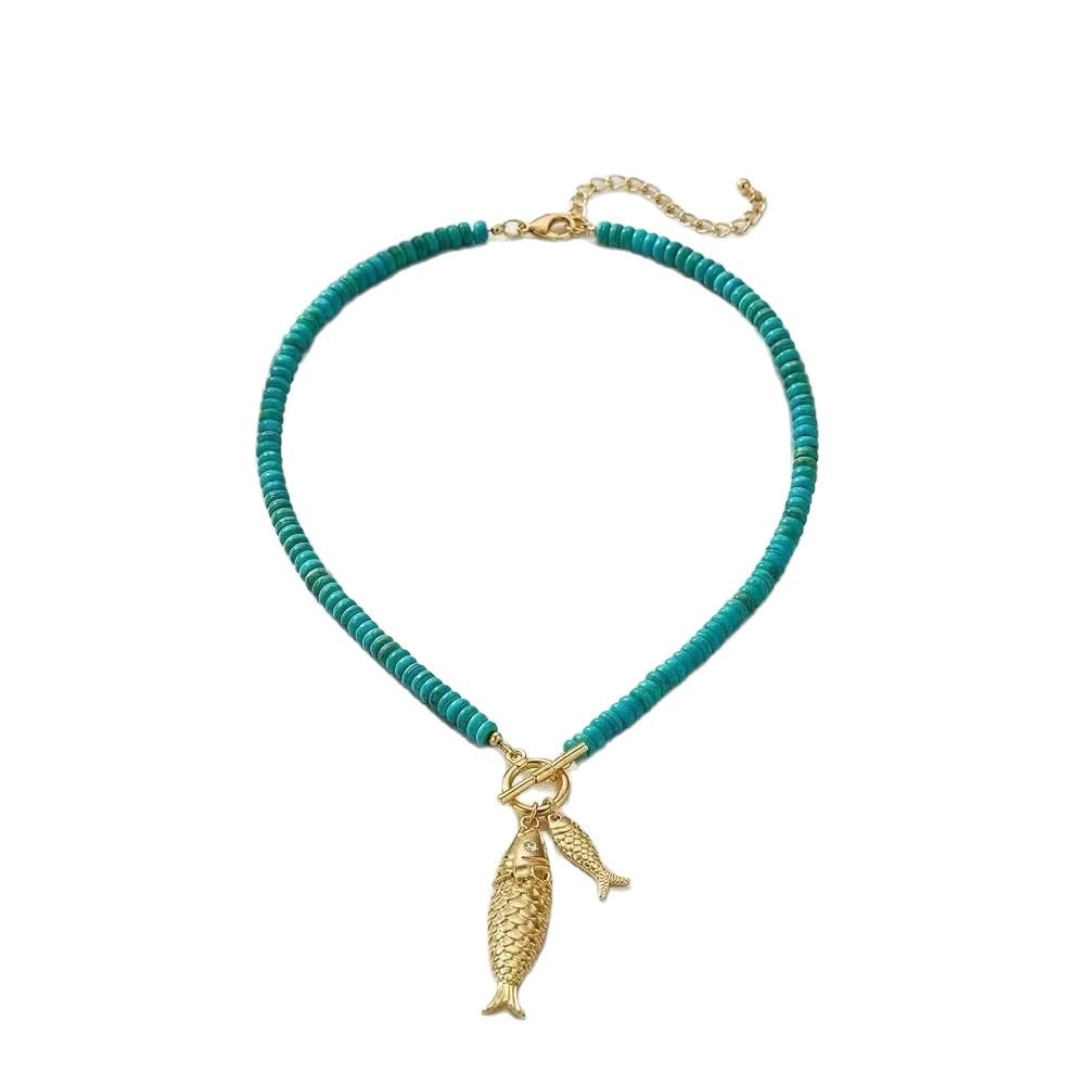 Turquoise Beaded Fish Necklace