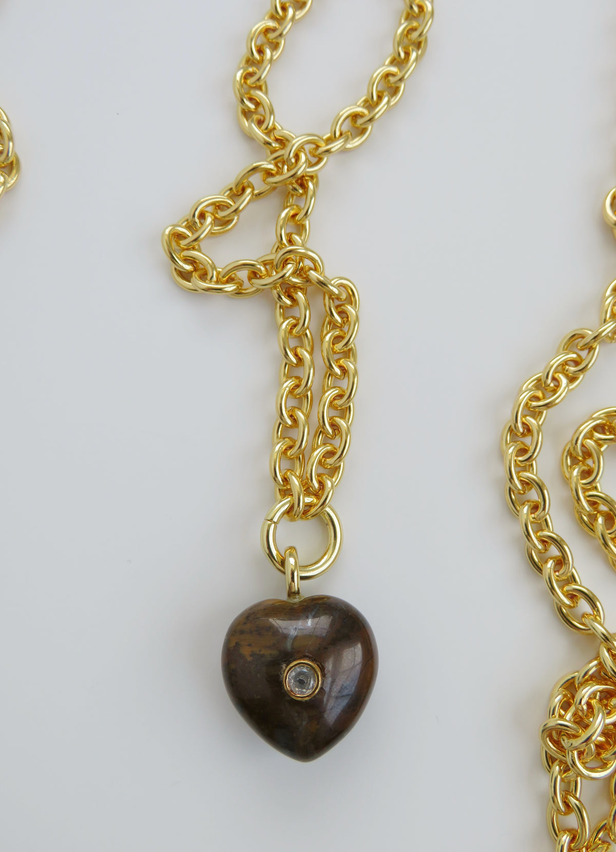 Crystal Heart Cable Necklace - 18k Gold Plated