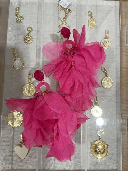 Peony Petal Dangler Earrings - Pink