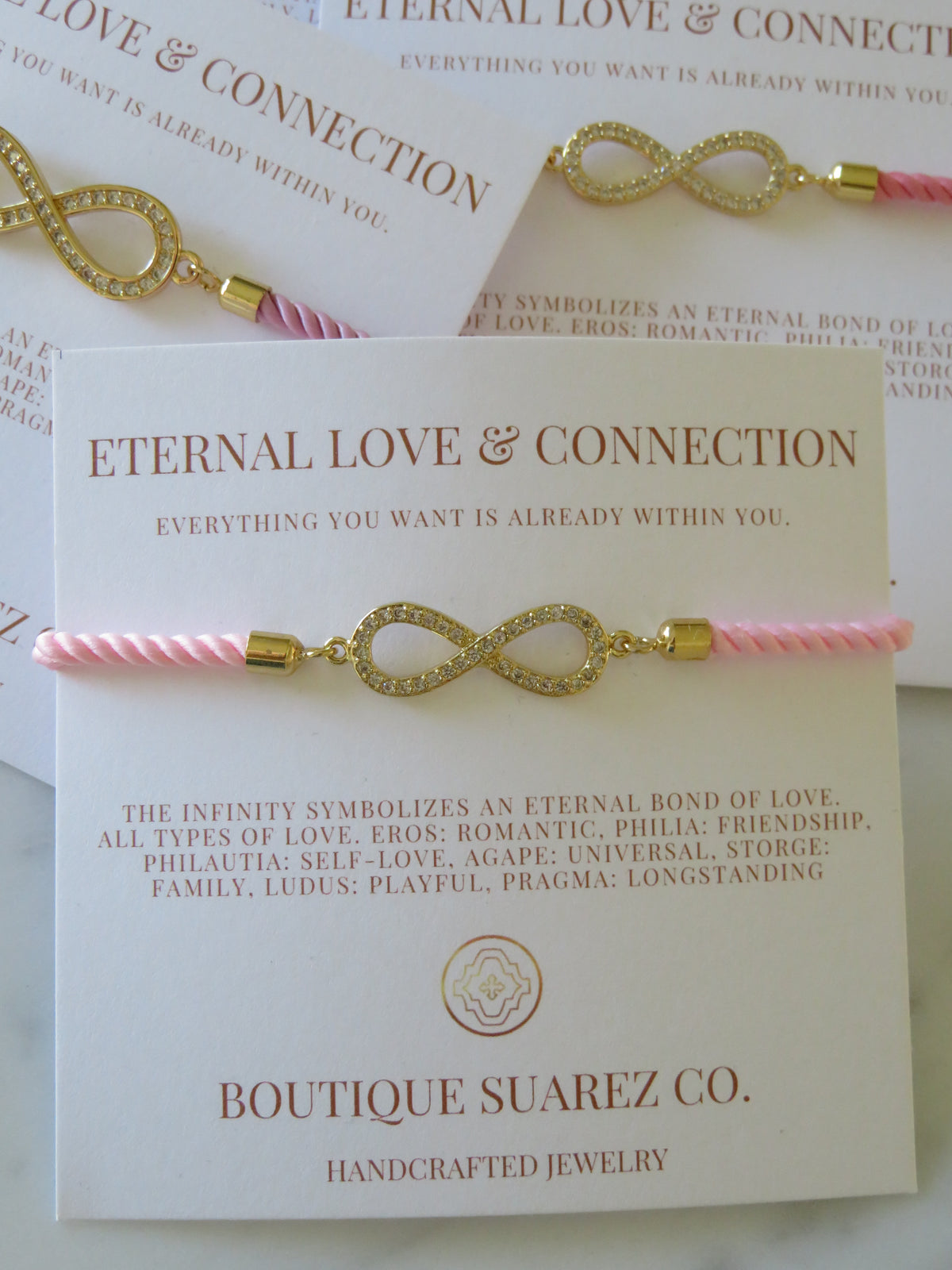 Pink Cord Infinity Bracelet