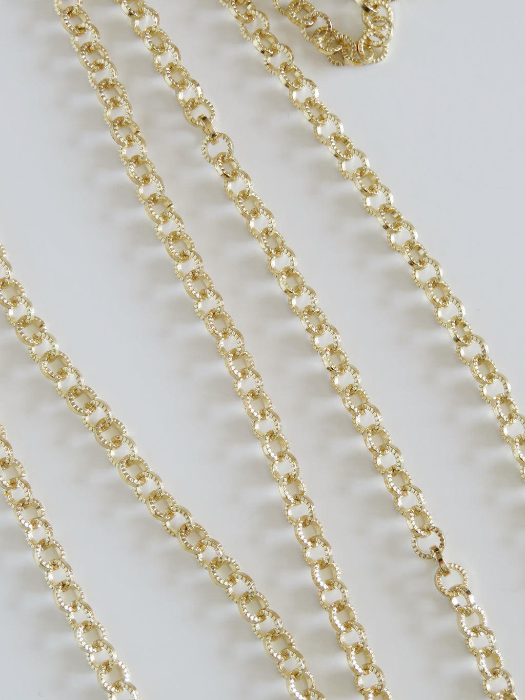 Textured Round Cable Links - 14k Gold Plated