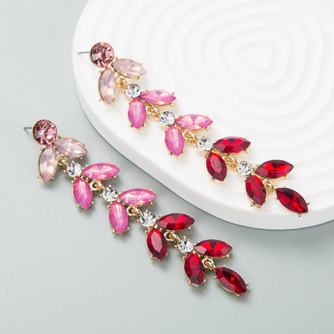Kyle Ombre Rhinestone Earrings - Pink