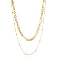 Double Layered Charm Bar Necklaces - Mixed Link 18k