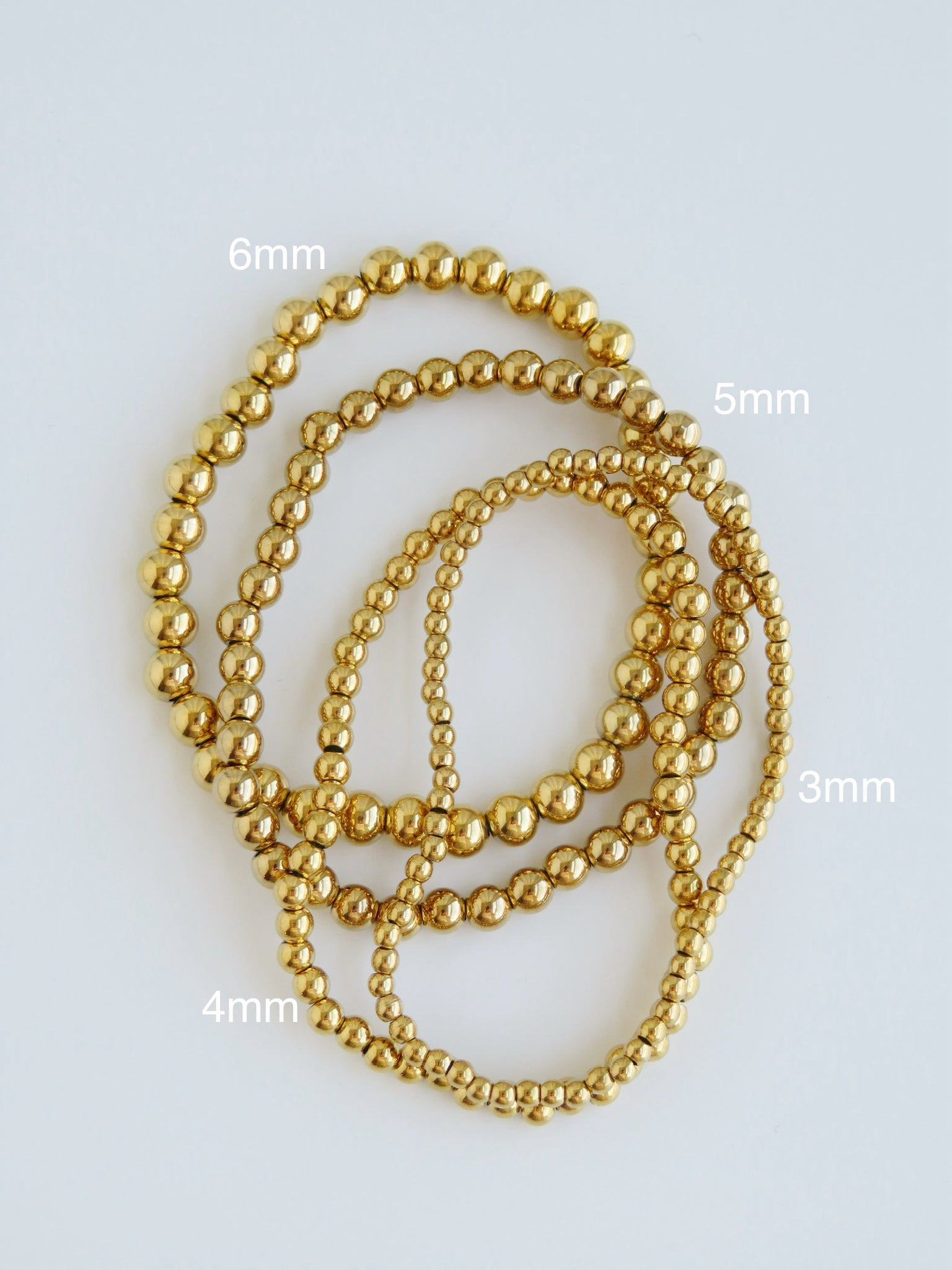 3mm-6mm Beaded Bracelet - Waterproof Non-Tarnish Beaded