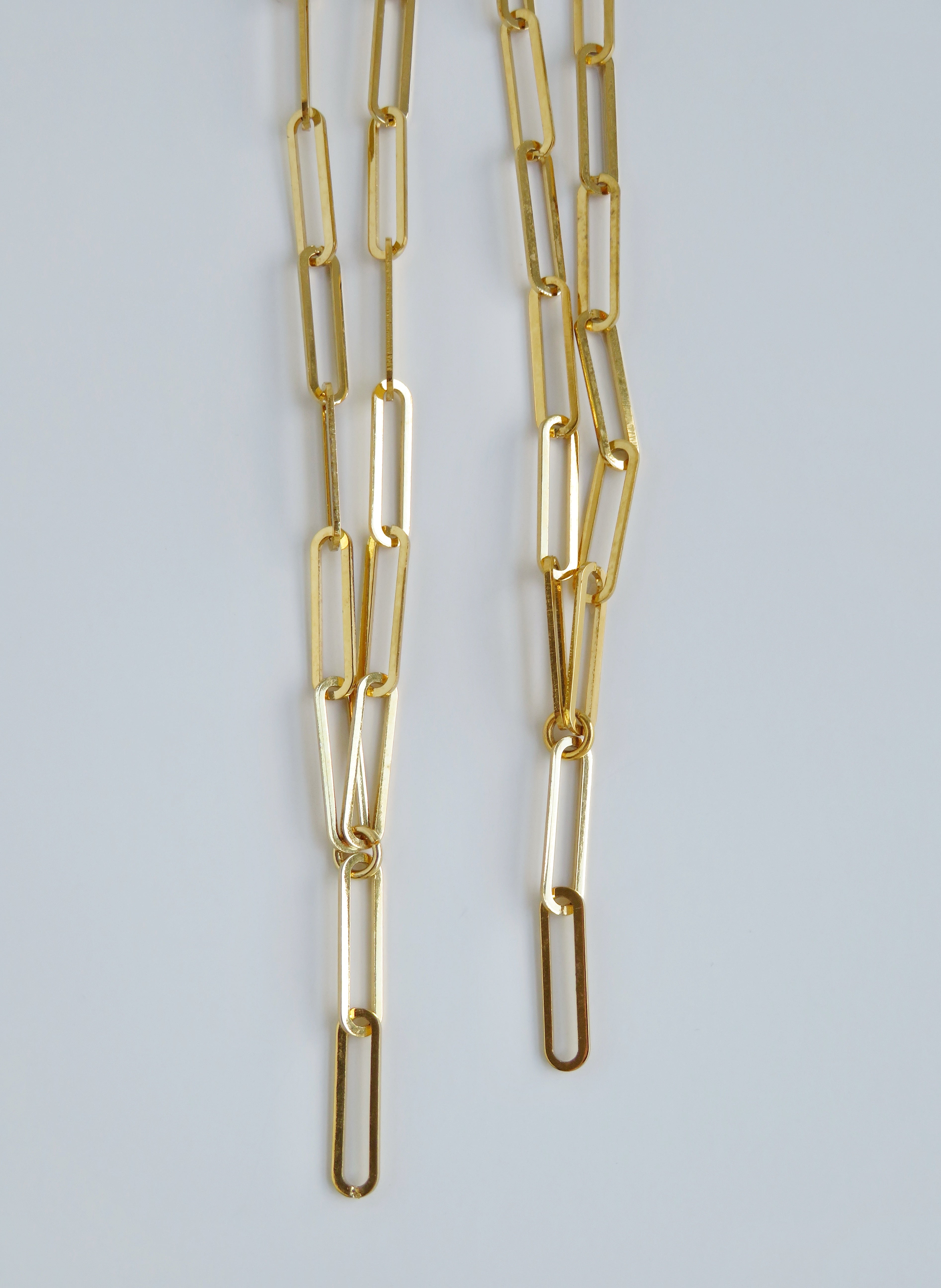 Charm Bar Extension Chain Necklaces - Elongated Paperclip 24k