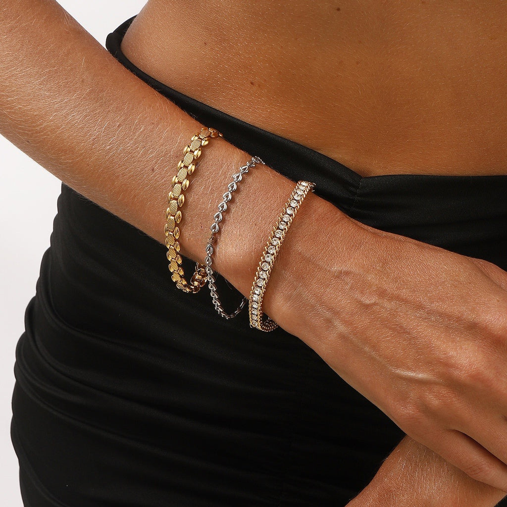 Mixed Metal Diamond Bracelet Stack