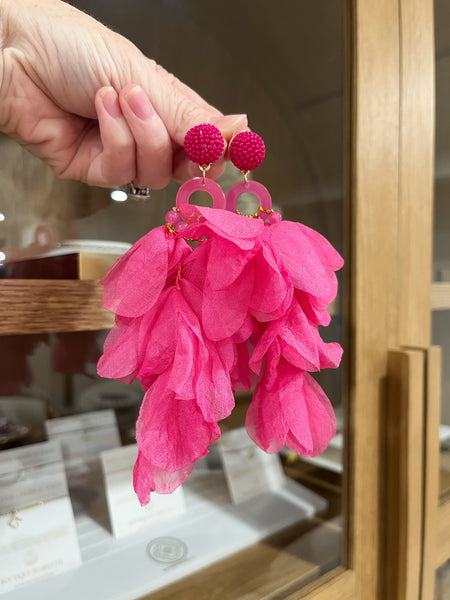 Peony Petal Dangler Earrings - Pink