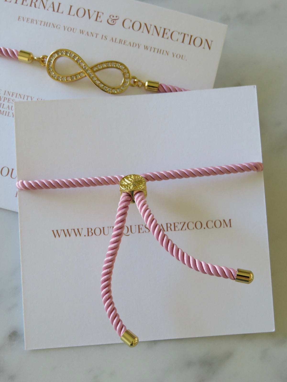 Pink Cord Infinity Bracelet