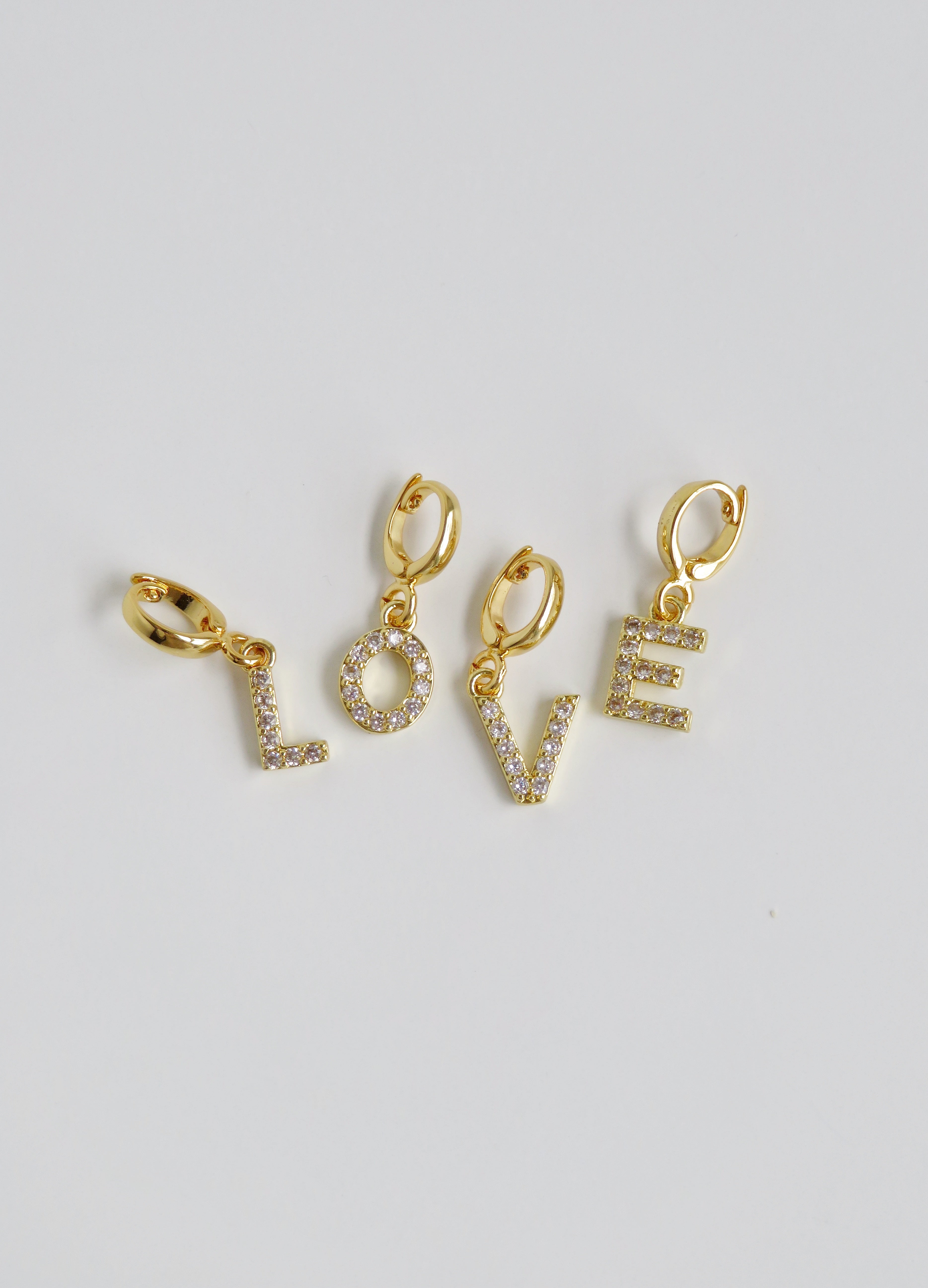 Diamond Initial Charms with Hinged Clasp