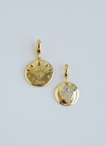 Love and Hamsa Charms with Hinged Clasp