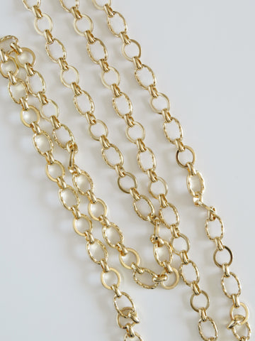 Textured Oval Links - 14k Gold Plated