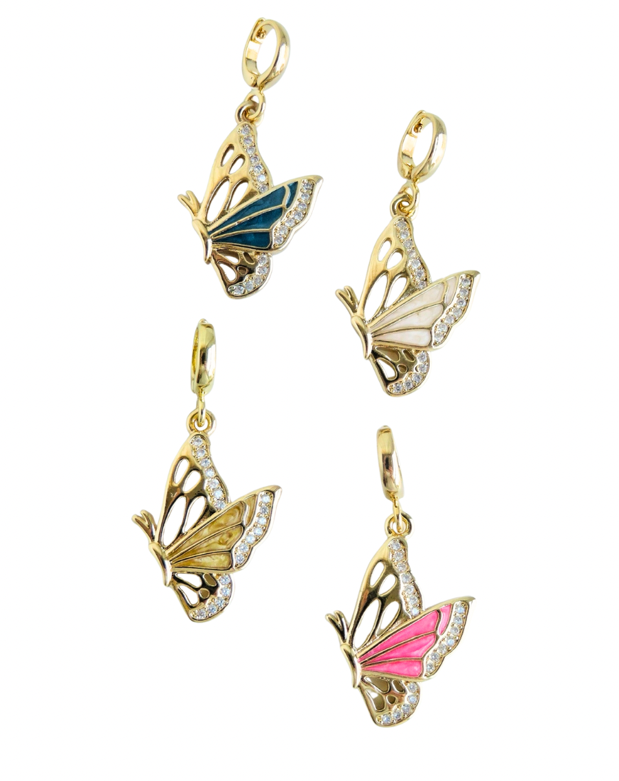 Free Spirit - Enamel Butterfly Charms with Hinged Clasp