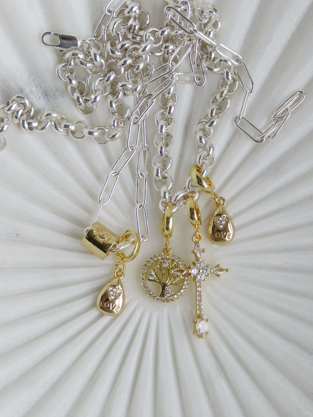 Silver Links - Charm Bar Necklaces