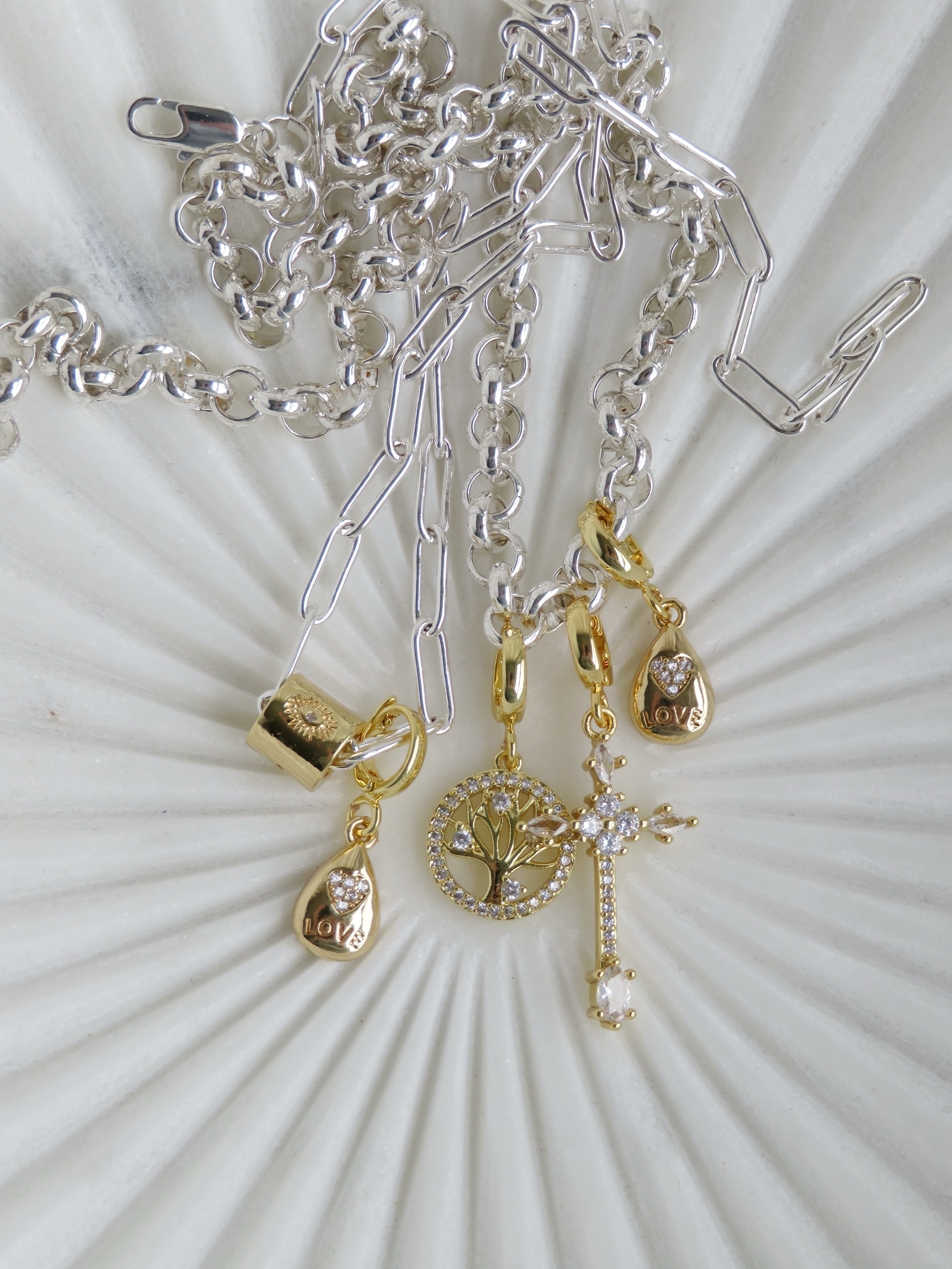 Silver Links - Charm Bar Necklaces