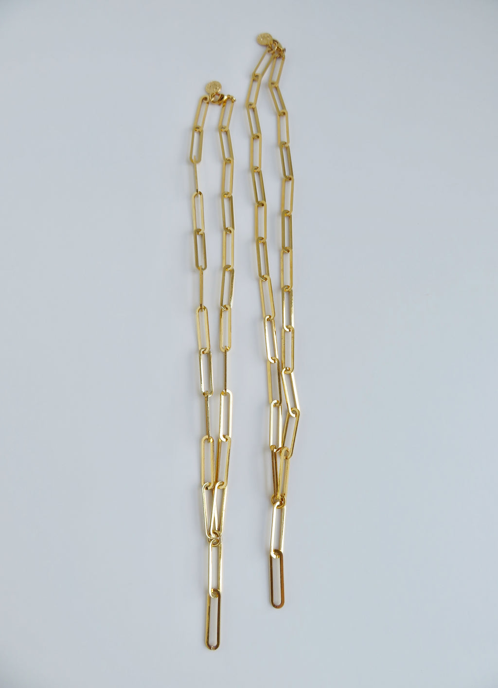 Charm Bar Extension Chain Necklaces - Elongated Paperclip 24k