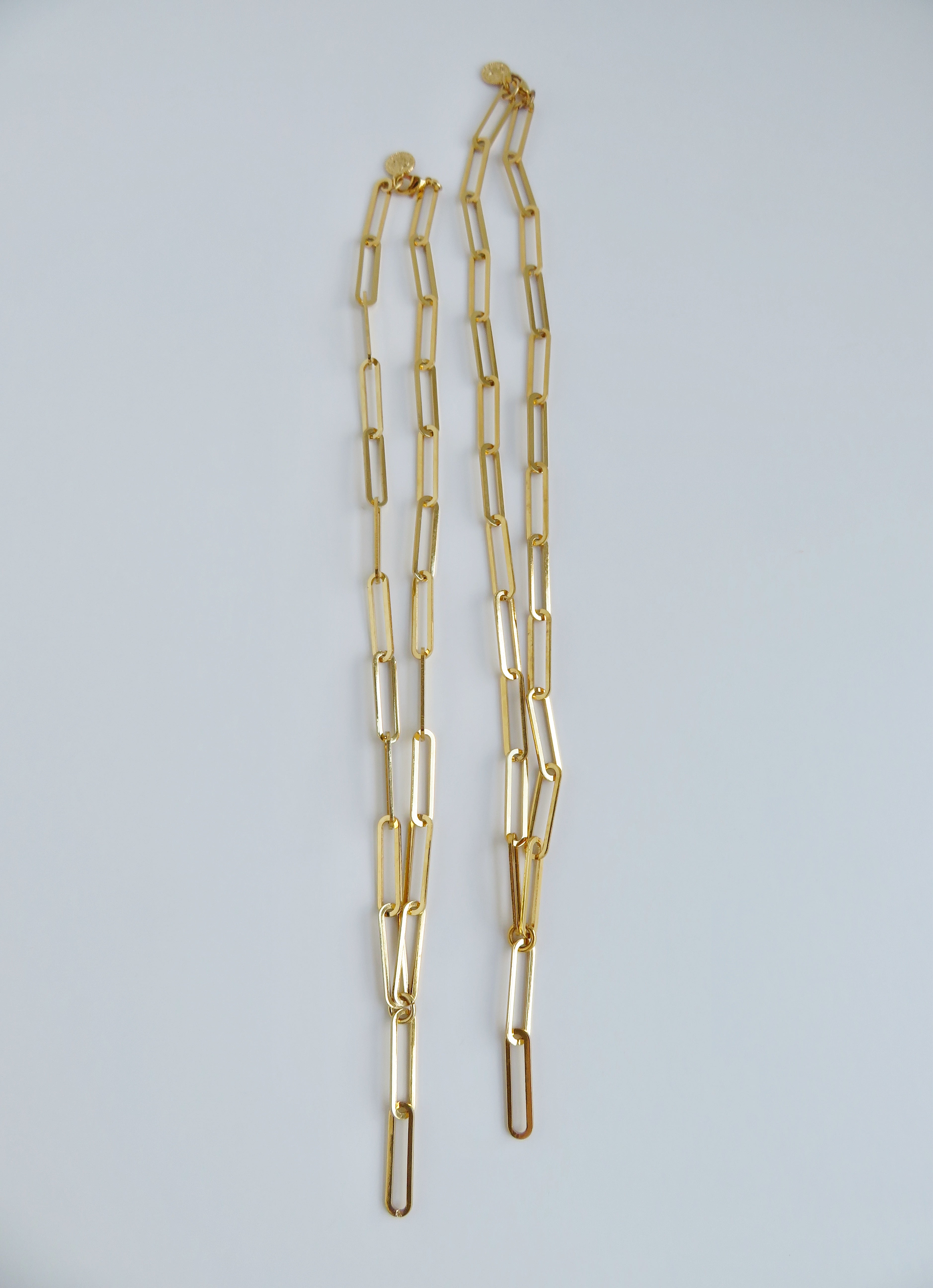 Charm Bar Extension Chain Necklaces - Elongated Paperclip 24k