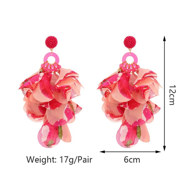 Peony Petal Dangler Earrings - Pink Floral
