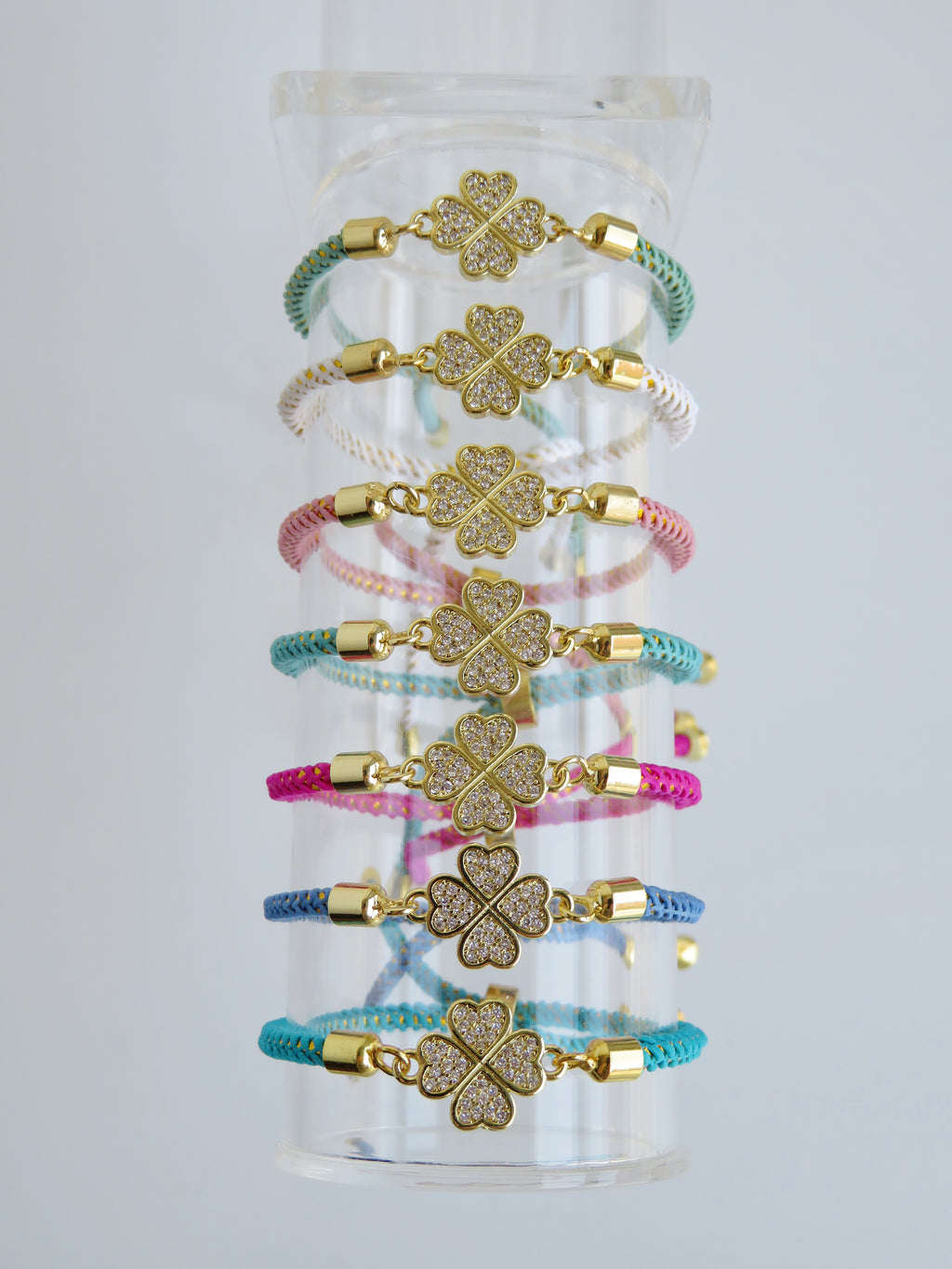 Heart Clover Bracelet - Adjustable Braided Cord