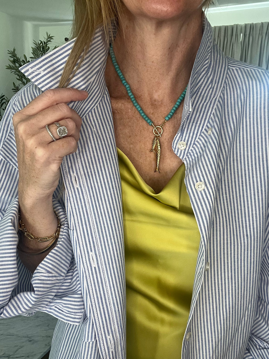 Turquoise Beaded Fish Necklace
