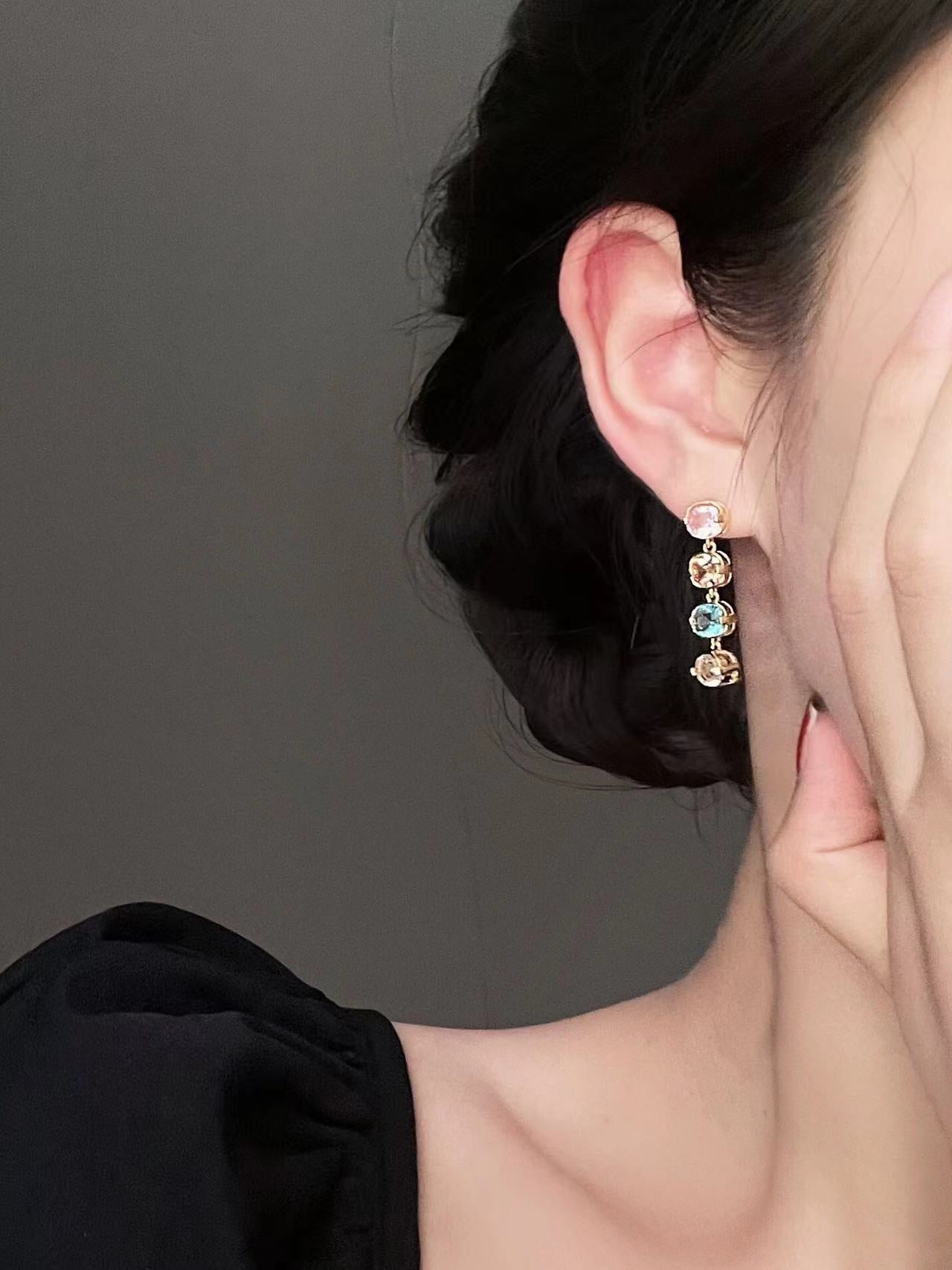 Cubed Crystal Drop Earrings