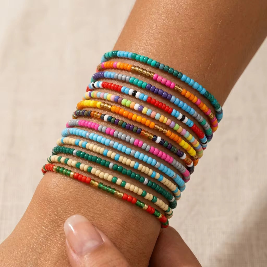 Mallorca Beaded Bracelet Stack - Set of 13