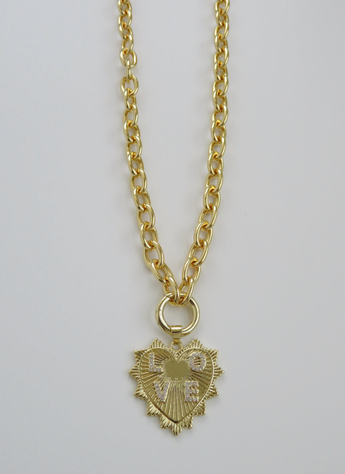 LOVE Heart Cable Necklace - 18k Gold Plated