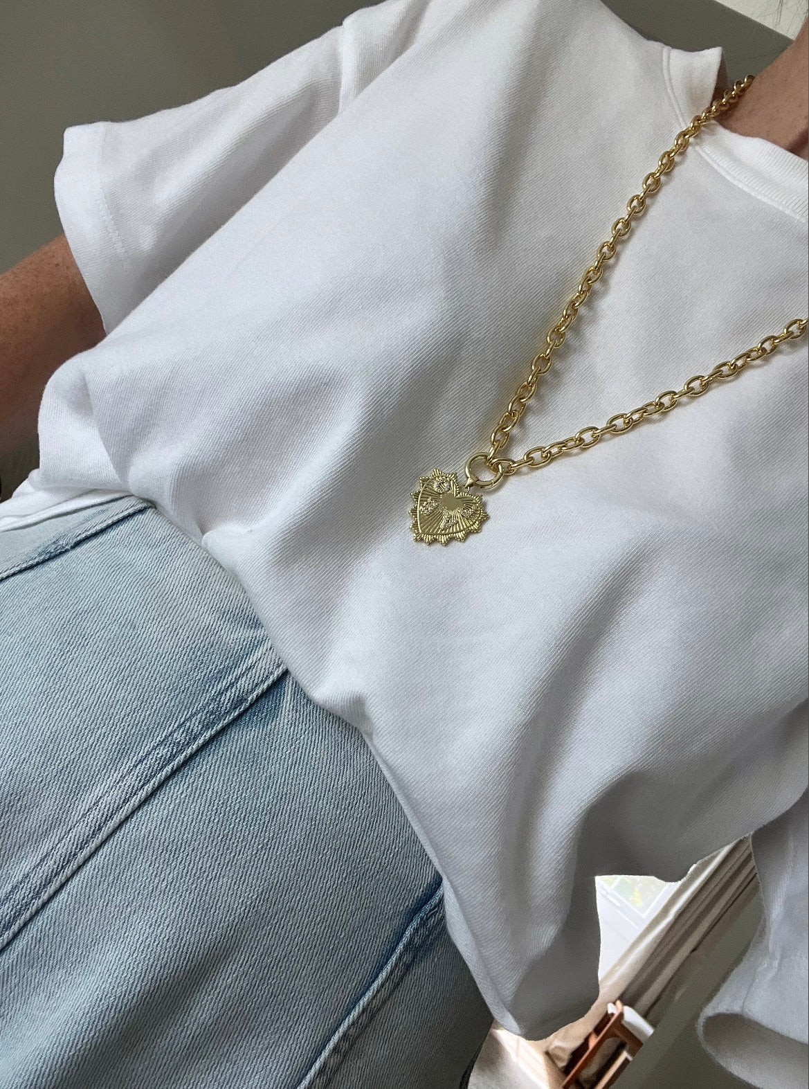 LOVE Heart Cable Necklace - 18k Gold Plated