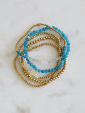 Holy Cross Blue Beaded Bracelet Stack - Set of 5 Waterproof Non-Tarnish