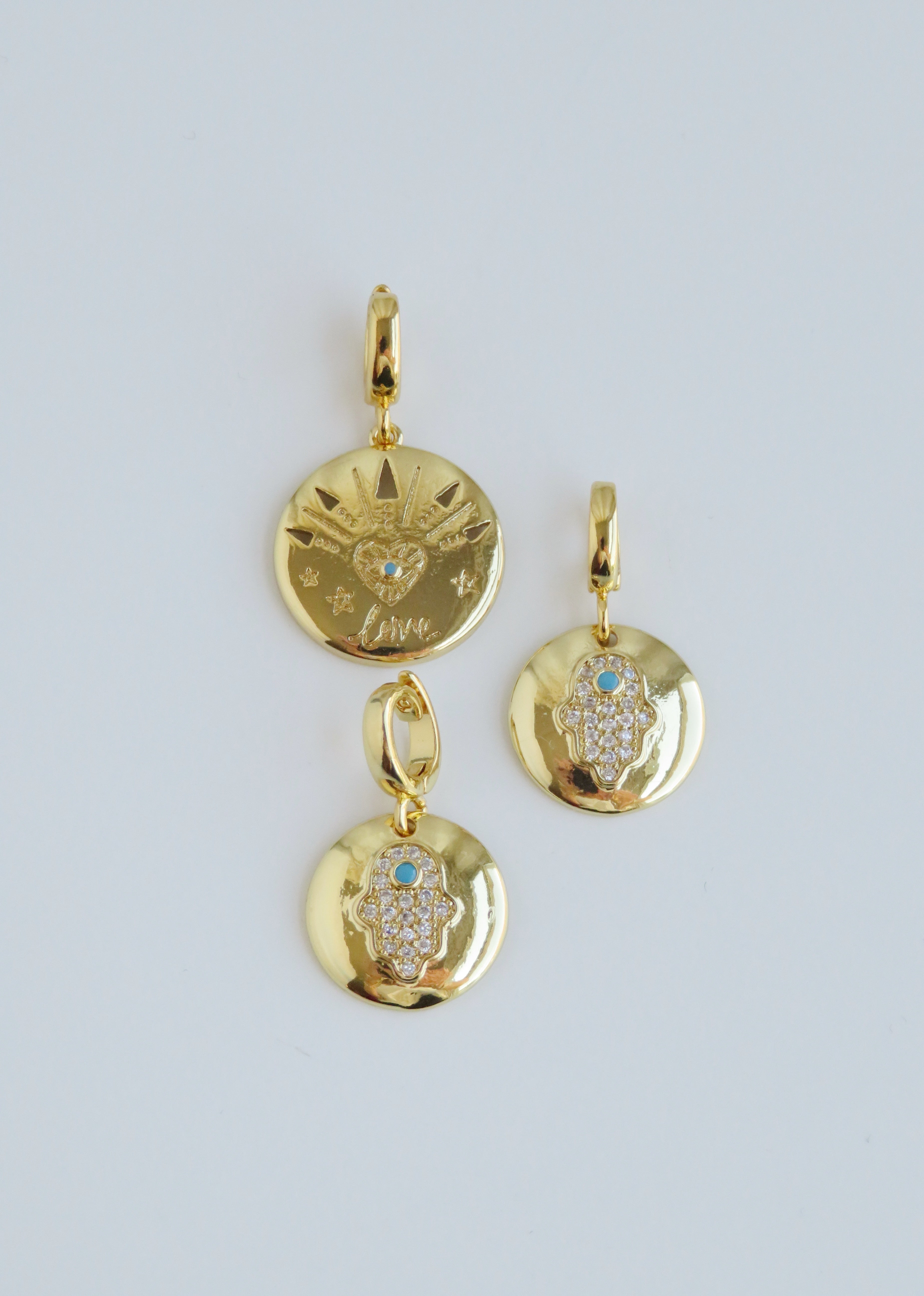 Love and Hamsa Charms with Hinged Clasp