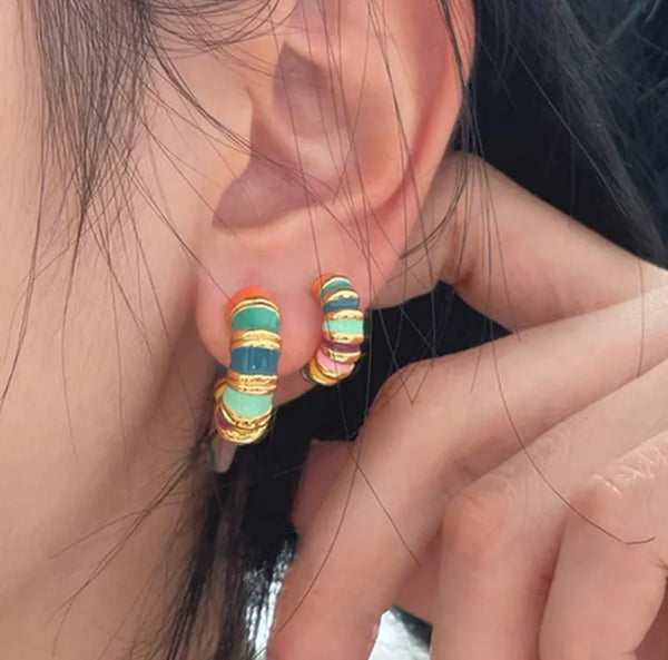 Mika Enamel Hoop Earrings