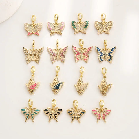 Free Spirit - Enamel Butterfly Charms with Hinged Clasp