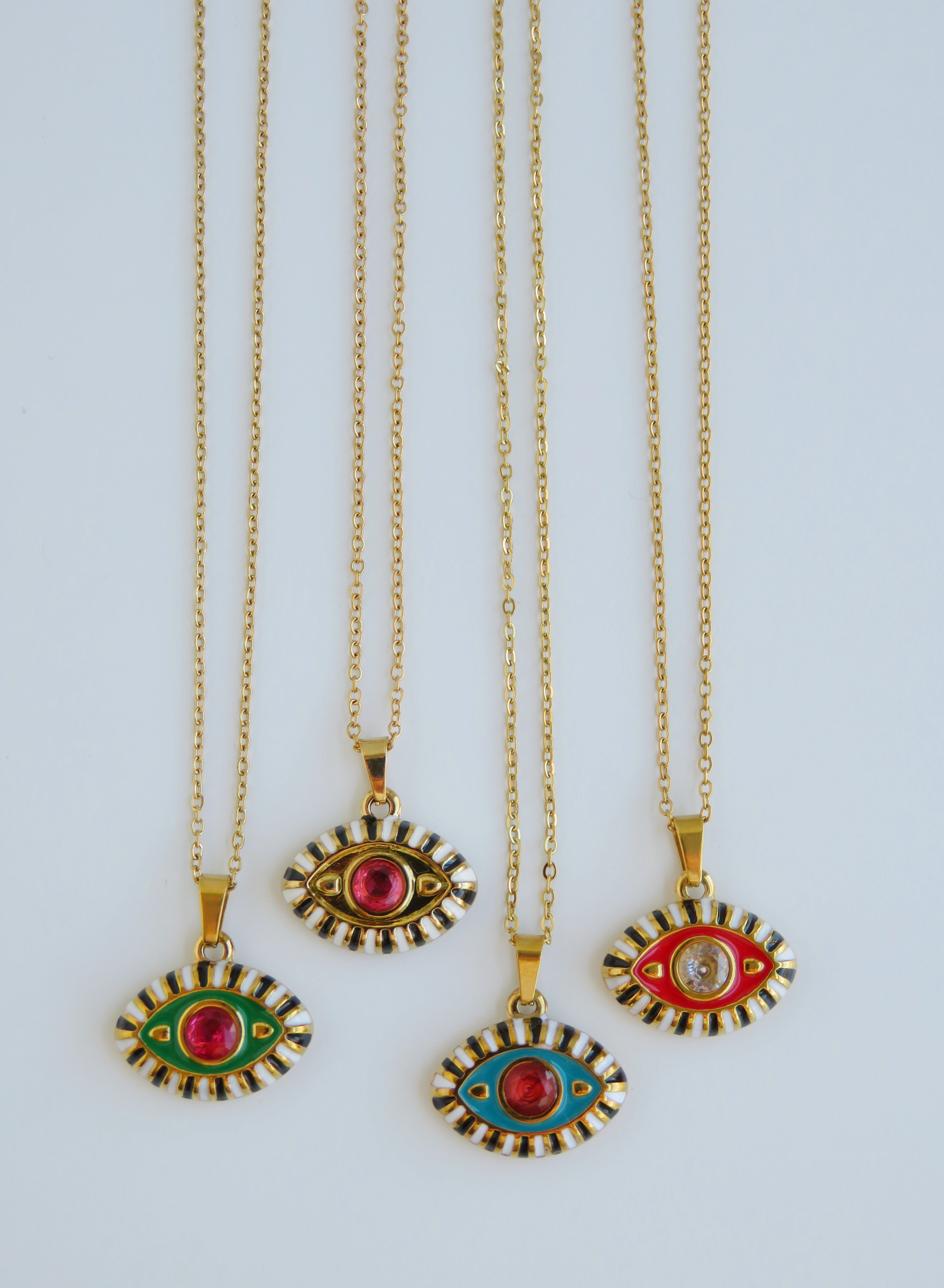 Enamel Evil Eye Necklace