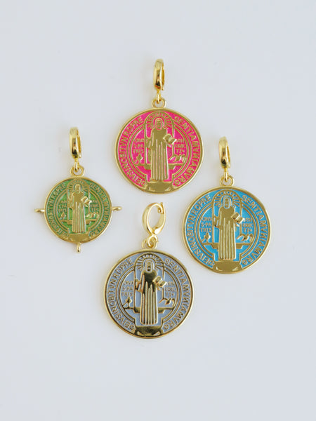 Enamel Religious Charms - Hinged Clasp