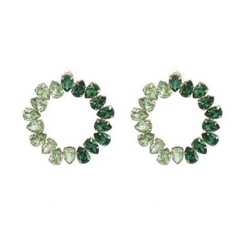 Scarlett Rhinestone Earrings - Green