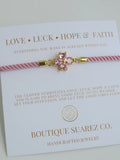 Clover Pink Cord Bracelet