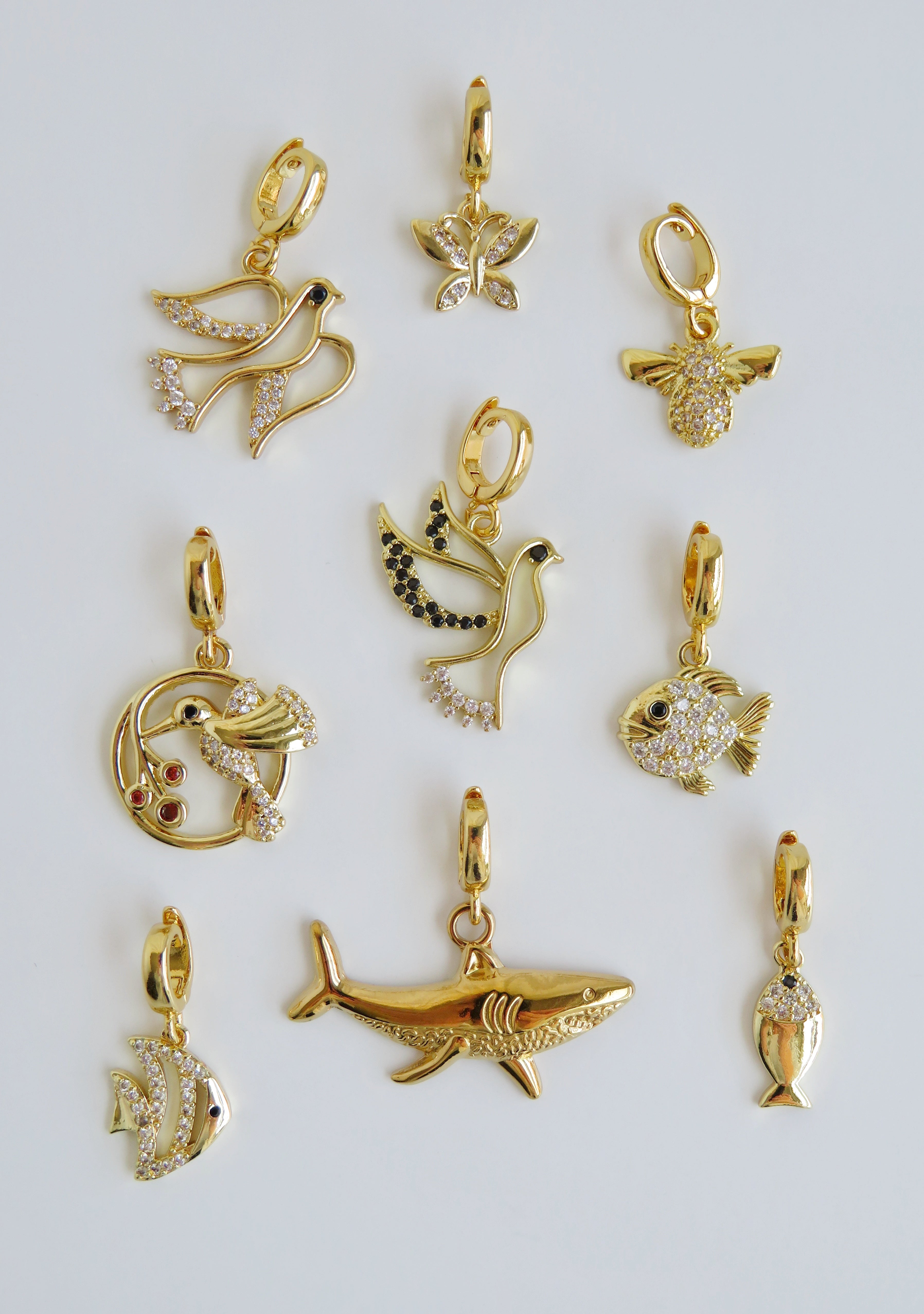 Birds, Fish, Bee & Butterfly Charms with Hinged Clasp