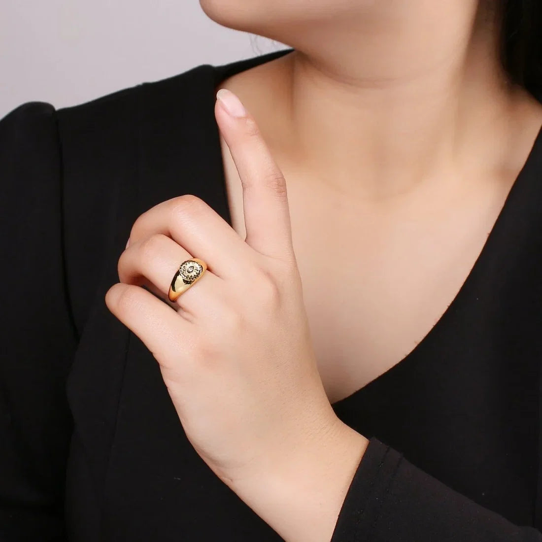 Sunburst Evil Eye Signet Ring
