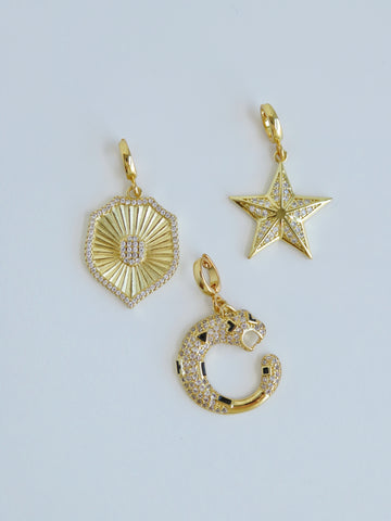 Shield. Ouroboros & Star Charms with Hinged Clasp