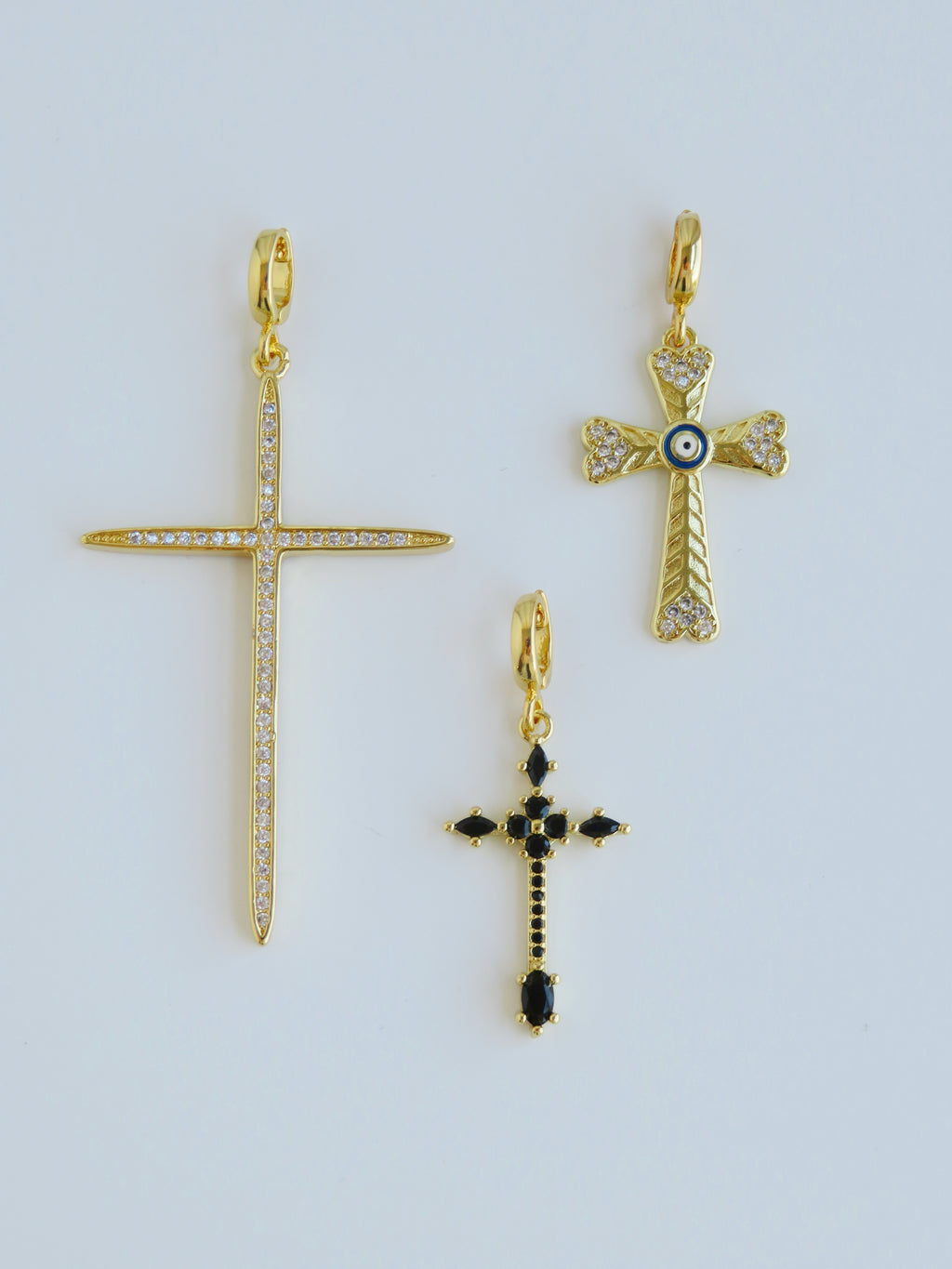 Holy Cross & Angel Wing Charms with Hinged Clasp