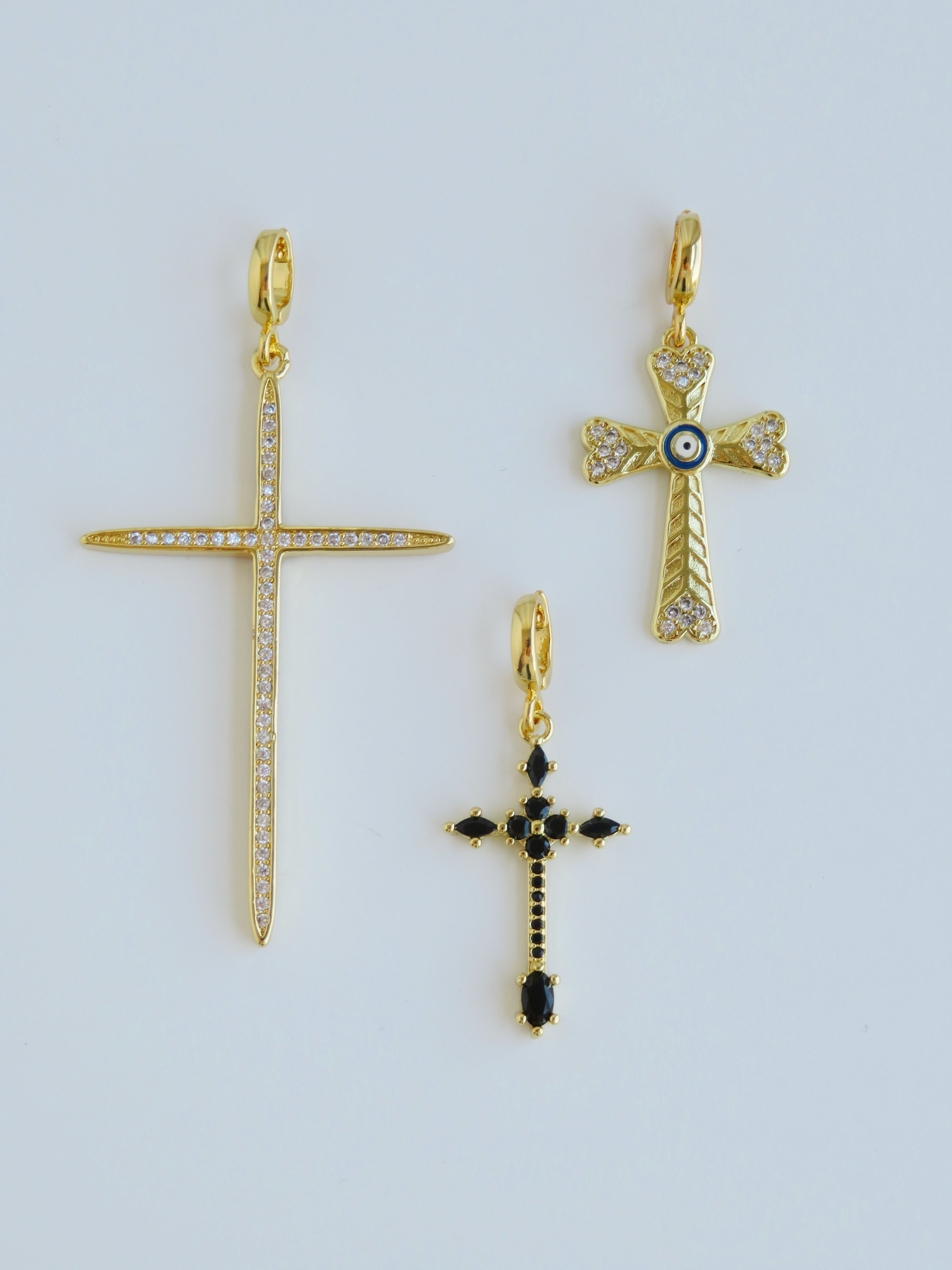 Holy Cross & Angel Wing Charms with Hinged Clasp