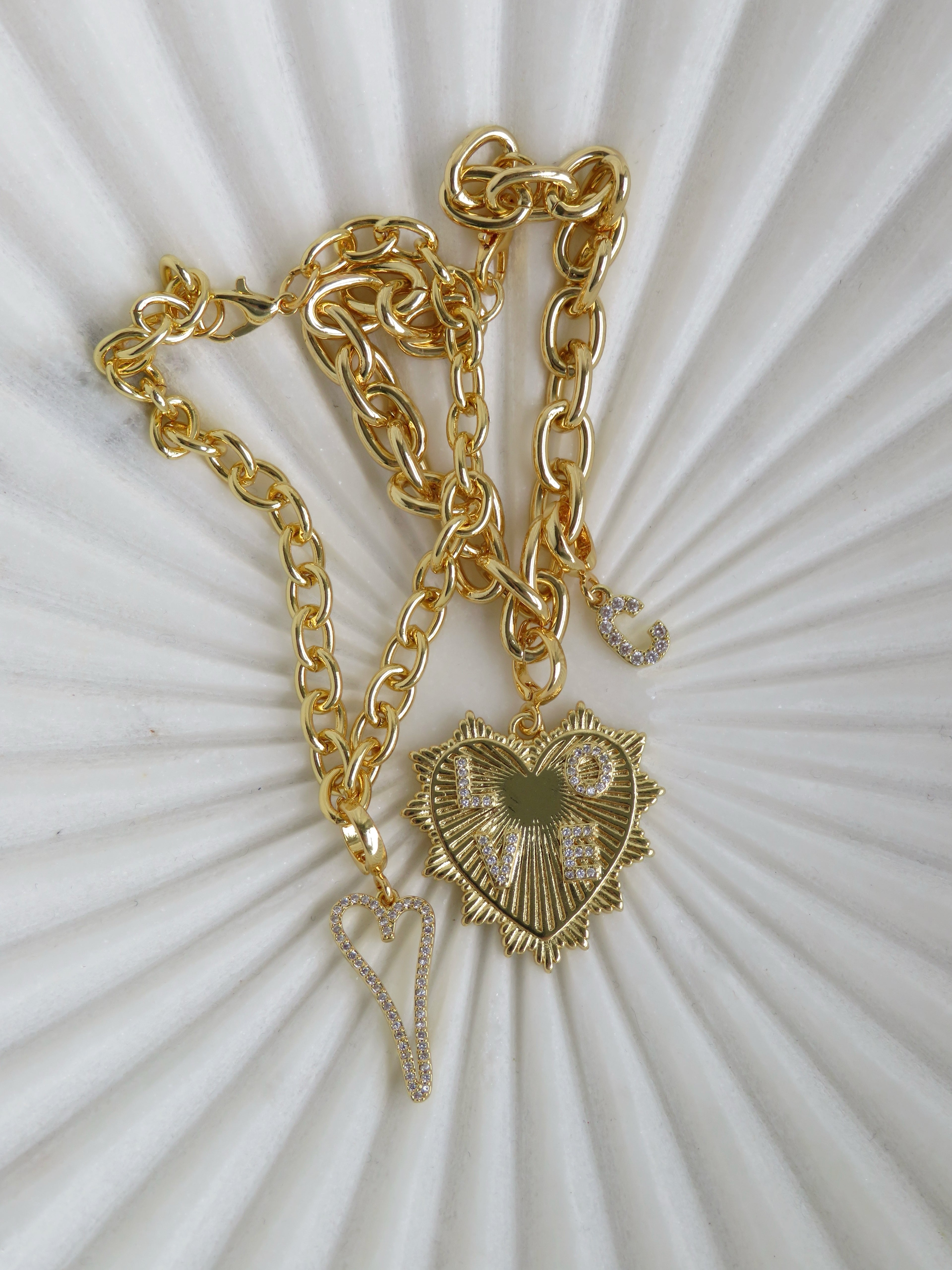 Charm Bar Bracelets - Cable Link 18k Gold Plated