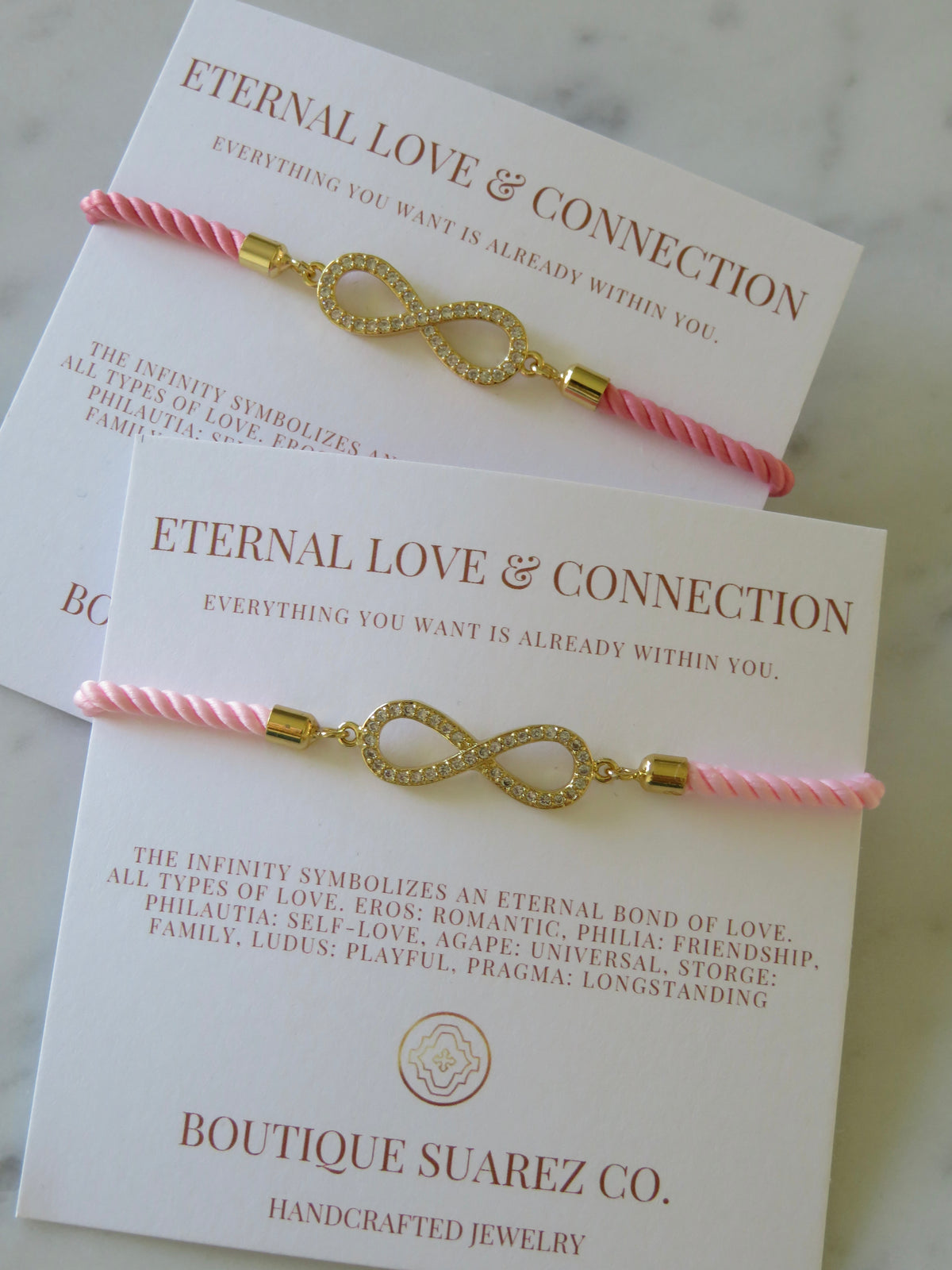 Pink Cord Infinity Bracelet