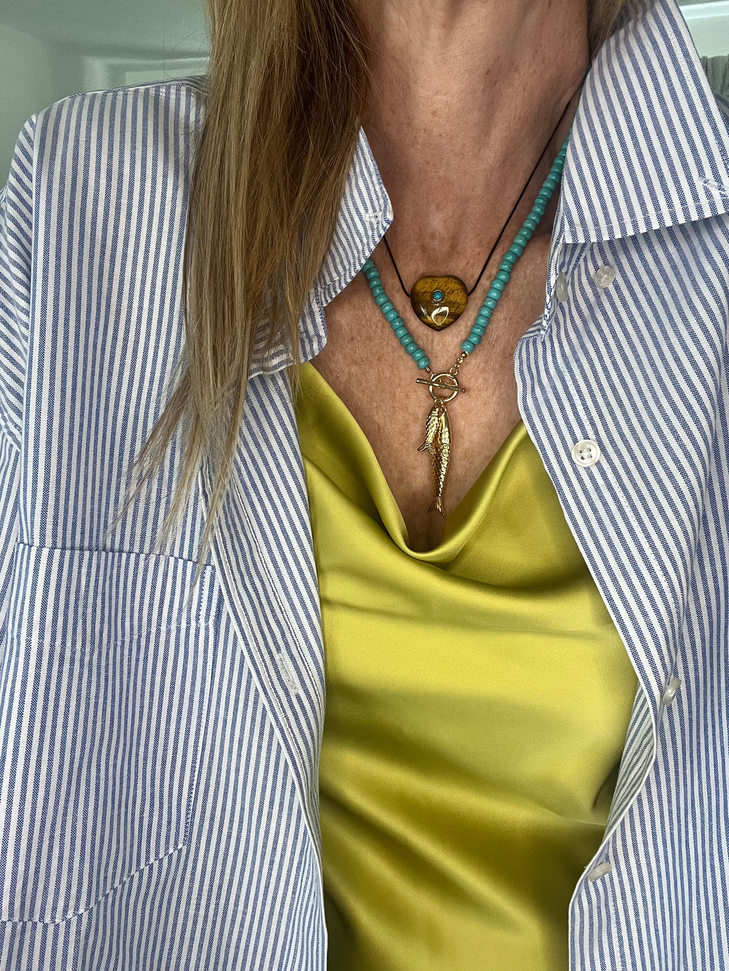 Turquoise Beaded Fish Necklace