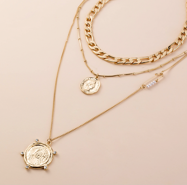 Layered Diamond Coin Necklace