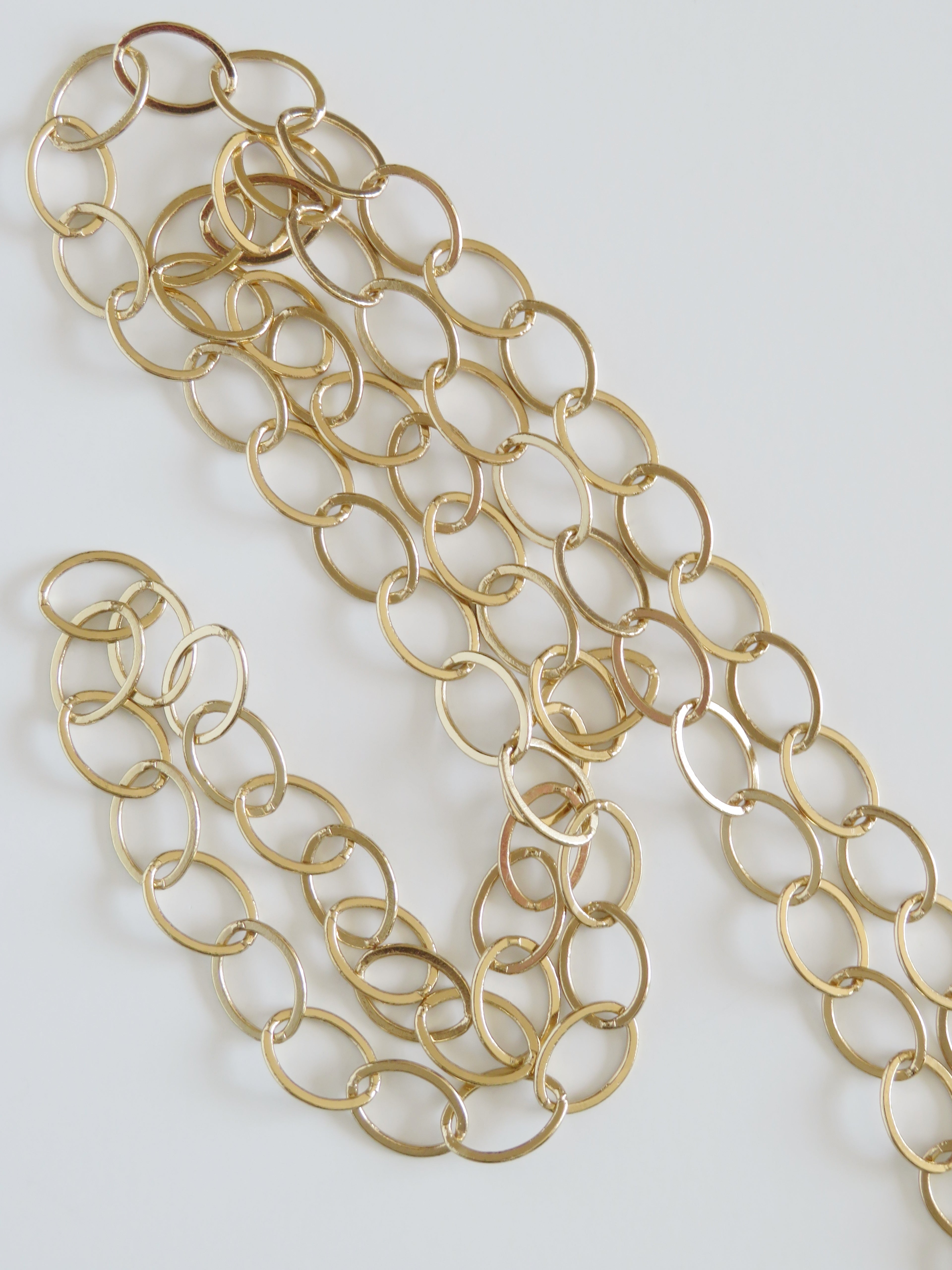 Flat Oval Cable Links - 14k Gold Plated