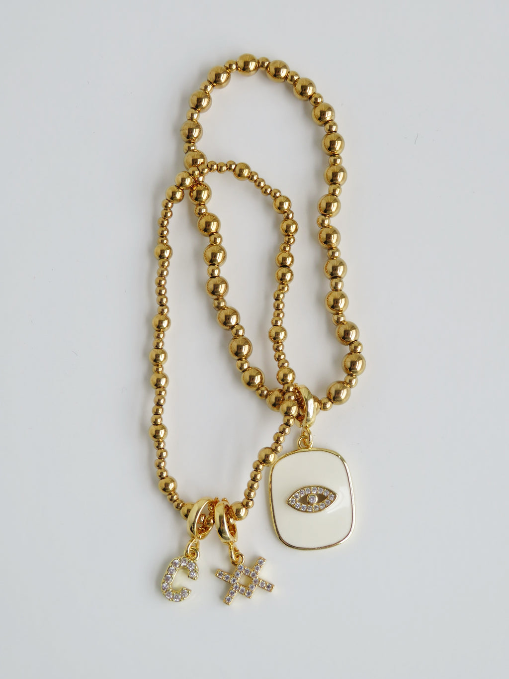 Diamond Initial Charms with Hinged Clasp